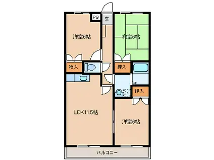 ヴィラージュ大沼(3LDK/3階)の間取り写真