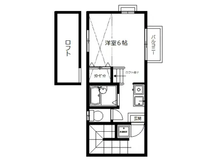 プレステージ(ワンルーム/2階)の間取り写真