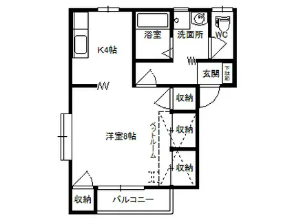 フローレンスハイツNO.2(1K/2階)の間取り写真