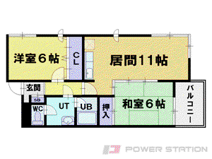 アスティオン奥沢(2LDK/2階)の間取り写真
