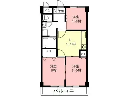 後藤ハイツ(3K/3階)の間取り写真