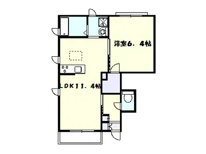 セリシール・モコ(1LDK/1階)の間取り写真