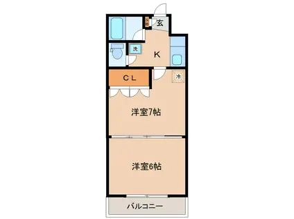 イーグルハイツ錦町(2K/2階)の間取り写真