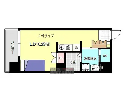 ウィステリア樋之口(ワンルーム/3階)の間取り写真