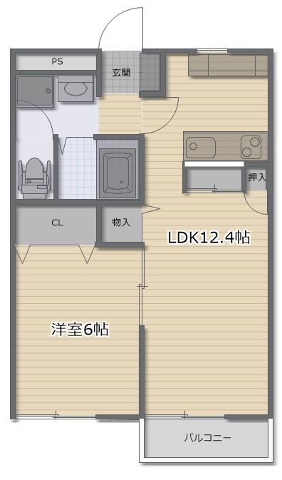 リッシュ(1LDK/2階)の間取り写真