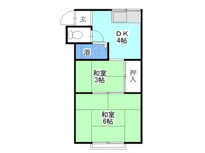 アイエスエイトクファーム(2DK/2階)の間取り写真