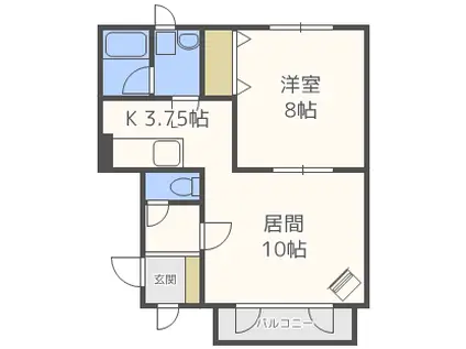 ミレニアム南館(1LDK/3階)の間取り写真