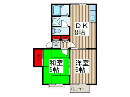 ム-ンシャイン壱番館(2DK/2階)の間取り写真
