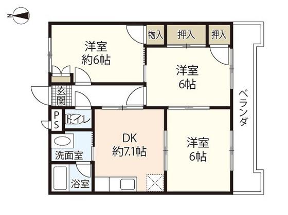 プリンス桜(3DK/3階)の間取り写真