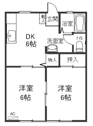 ベルデンハイツ102(2DK/1階)の間取り写真