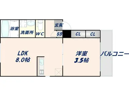 モアナ長瀬(1LDK/2階)の間取り写真