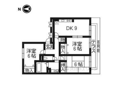 ウイングス梅美台(3DK/3階)の間取り写真
