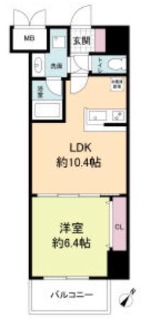 クロスレジデンス神戸元町(1LDK/4階)の間取り写真