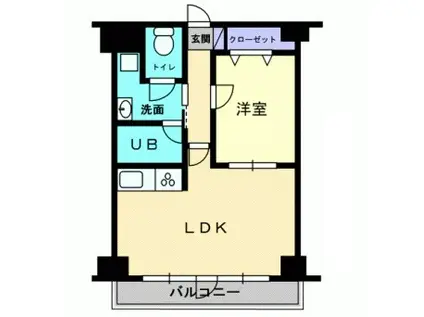 敷島ビル(1LDK/6階)の間取り写真