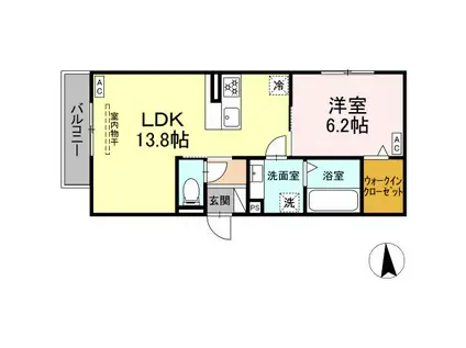 D-ROOM上浅田2丁目(1LDK/3階)の間取り写真