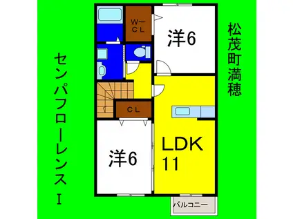 センパフローレンスI(2LDK/2階)の間取り写真