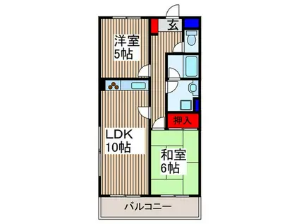 グリーンプラザ所沢(2LDK/3階)の間取り写真