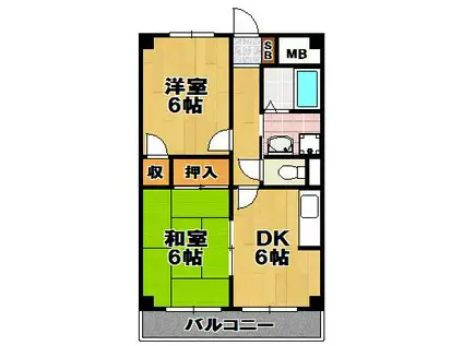 メゾンミチヨ(2DK/3階)の間取り写真