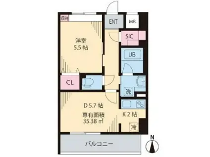 グリーンリーフ西早稲田(1LDK/3階)の間取り写真
