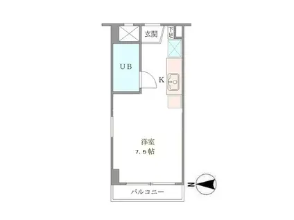 ベルメゾン三田(ワンルーム/2階)の間取り写真