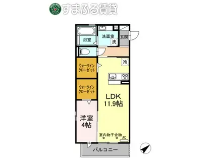 名鉄名古屋本線 牛田駅(愛知) 徒歩3分 3階建 築8年(1LDK/2階)の間取り写真
