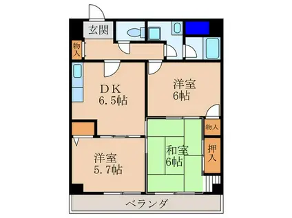 嵯峨西和(3DK/1階)の間取り写真
