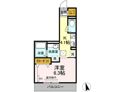 たか表参道(1K/2階)の間取り写真