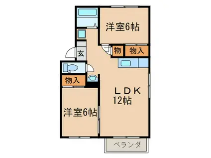 RIN-AIアパート(2LDK/1階)の間取り写真