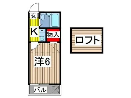 グリーンパレス蕨(1K/2階)の間取り写真