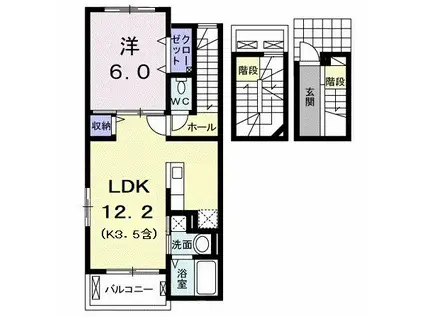 クラール(1LDK/3階)の間取り写真