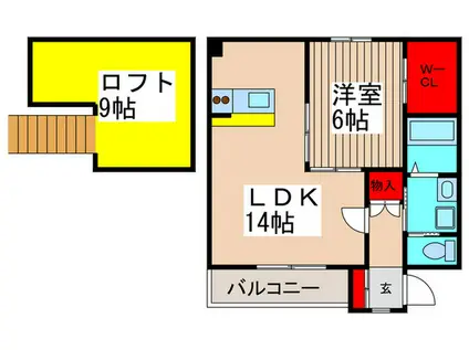 プライムステージ鈴蘭(1LDK/1階)の間取り写真