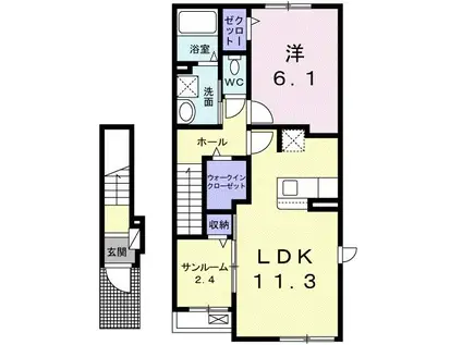 イルミナーレ(1LDK/2階)の間取り写真