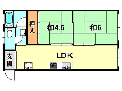 風見鶏第1フラワー館(2LDK/3階)の間取り写真