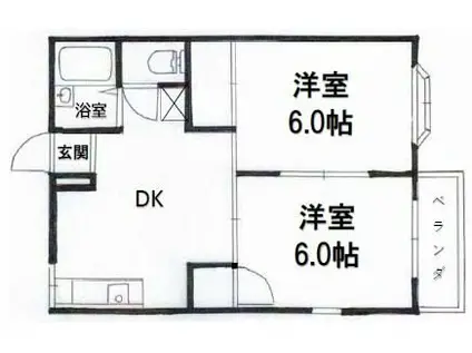 ドゥジェンヌ(2DK/1階)の間取り写真