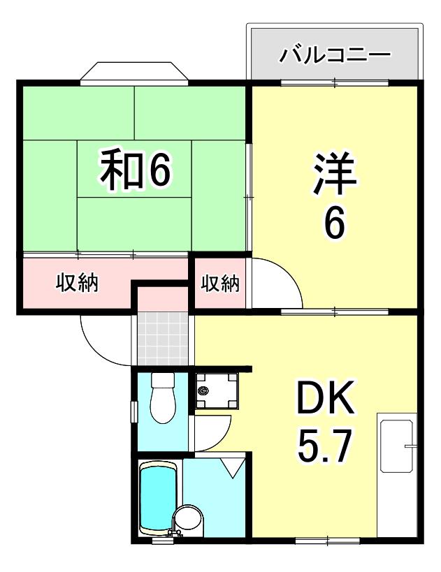 ラフォーレハタI(2LDK/2階)の間取り写真
