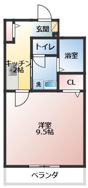エリシオン(1K/1階)の間取り写真
