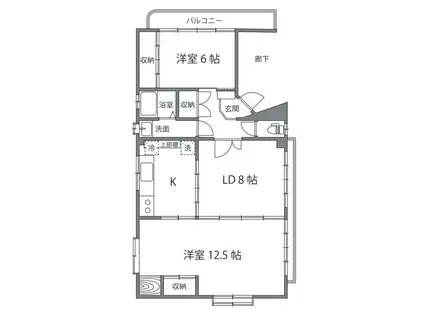 峯村ビル(2LDK/3階)の間取り写真