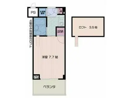 グランリッチ箕面(1K/4階)の間取り写真