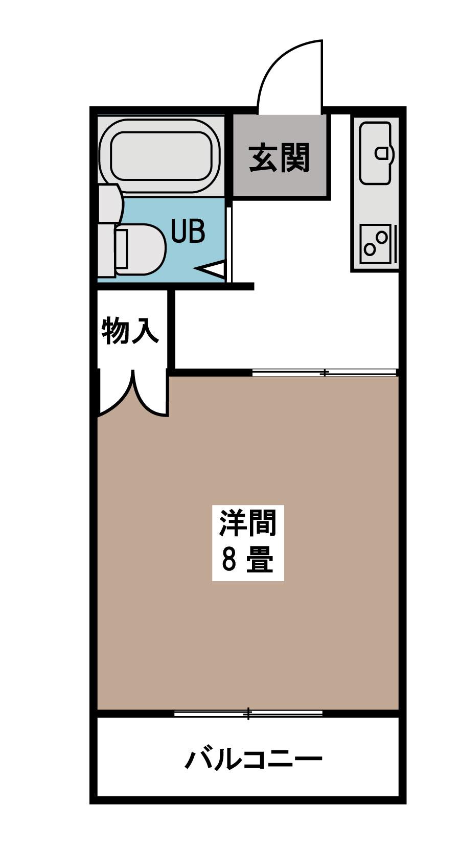 サンパレス渡良瀬B(1K/2階)の間取り写真