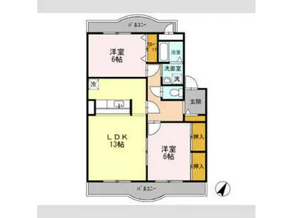 パレ・ロワイヤル II棟(2LDK/3階)の間取り写真