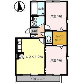 エトワール青山A棟(2LDK/2階)の間取り写真