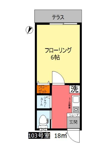 ウィステリアハイツ(1K/1階)の間取り写真