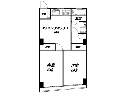 桜木町スカイハイツ(2DK/7階)の間取り写真