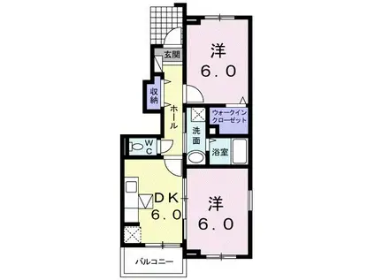 梓弐番館(2DK/1階)の間取り写真