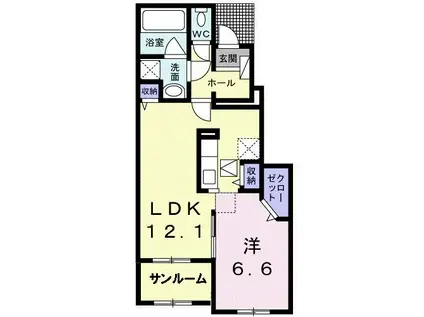 エクセレント ニコC(1LDK/1階)の間取り写真