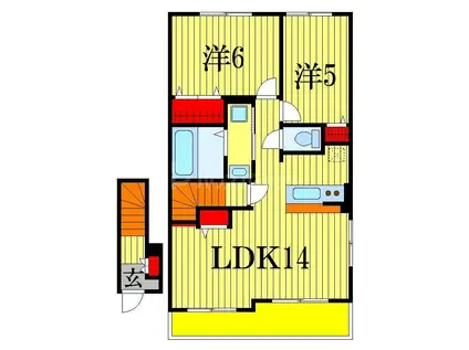 スカイテラス21 II号館(2LDK/2階)の間取り写真
