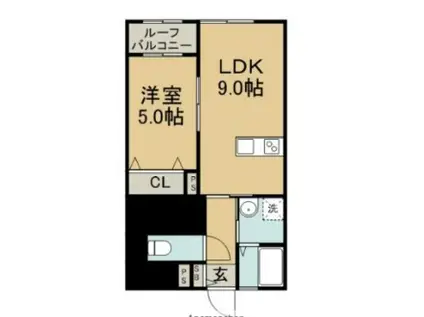 GROWTH GENDOU(1LDK/1階)の間取り写真