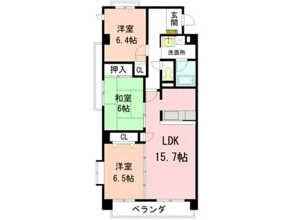 グランドメゾン熊野(3LDK/3階)の間取り写真
