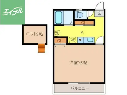 ＪＲ長崎本線 長与駅 徒歩37分 2階建 築22年(1K/2階)の間取り写真