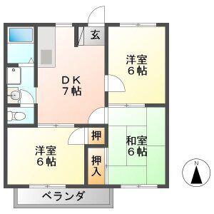 カトルセゾンB(3DK/1階)の間取り写真